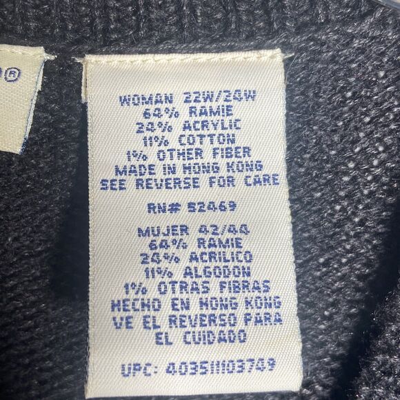 Vintage Black Red Fair Isle Zip Sweater Vest Women Plus Sz 22W/24W - Picture 5 of 5